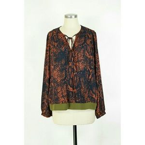 3/$30 CAbi Border Wrap Blouse snakeskin print